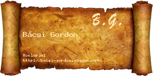 Bácsi Gordon névjegykártya